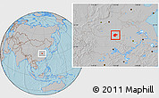 Gray Location Map of Zhengyang, hill shading