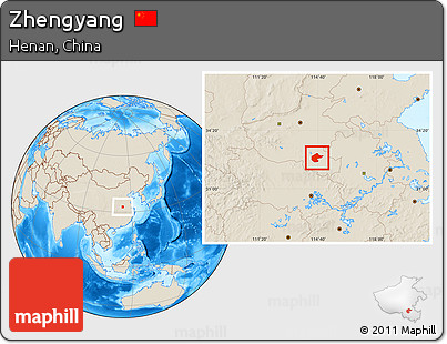 Shaded Relief Location Map of Zhengyang