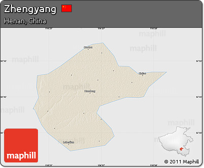 Shaded Relief Map of Zhengyang, single color outside