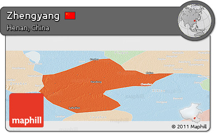 Political Panoramic Map of Zhengyang, lighten