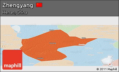 Political Panoramic Map of Zhengyang, lighten