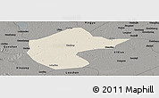 Shaded Relief Panoramic Map of Zhengyang, darken, semi-desaturated