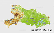 Physical 3D Map of Hubei, single color outside