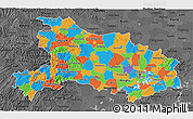 Political 3D Map of Hubei, darken, desaturated