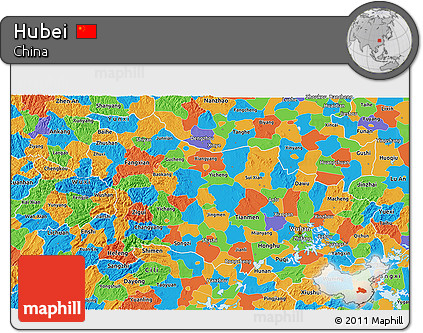 Political 3D Map of Hubei