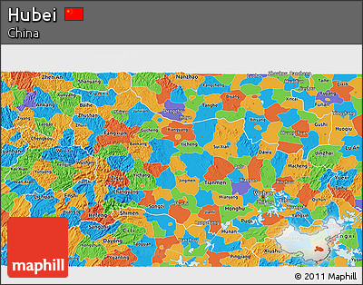Political 3D Map of Hubei