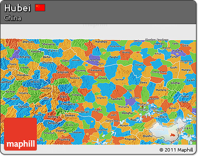 Political 3D Map of Hubei