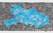 Political Shades 3D Map of Hubei, darken, desaturated