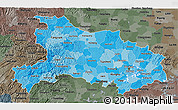 Political Shades 3D Map of Hubei, darken, semi-desaturated