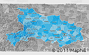 Political Shades 3D Map of Hubei, desaturated