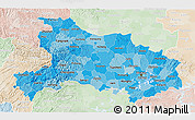 Political Shades 3D Map of Hubei, lighten