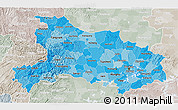 Political Shades 3D Map of Hubei, lighten, semi-desaturated