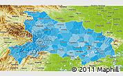 Political Shades 3D Map of Hubei, physical outside