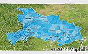 Political Shades 3D Map of Hubei, satellite outside