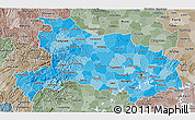 Political Shades 3D Map of Hubei, semi-desaturated