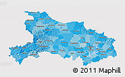 Political Shades 3D Map of Hubei, single color outside