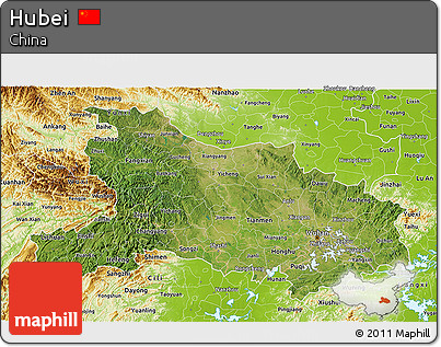 Satellite 3D Map of Hubei, physical outside