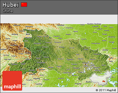 Satellite 3D Map of Hubei, physical outside