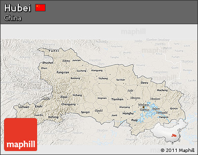 Shaded Relief 3D Map of Hubei, lighten