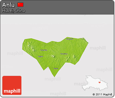 Physical 3D Map of Anlu, cropped outside