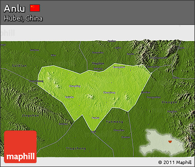 Physical 3D Map of Anlu, darken