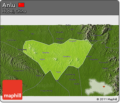 Physical 3D Map of Anlu, darken