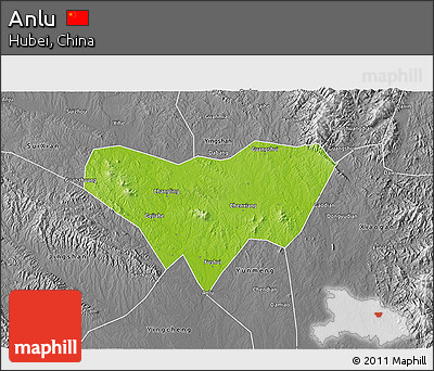 Physical 3D Map of Anlu, desaturated