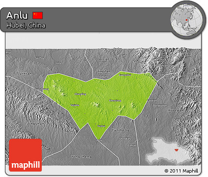 Physical 3D Map of Anlu, desaturated