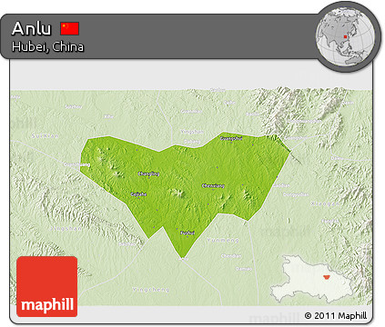 Physical 3D Map of Anlu, lighten