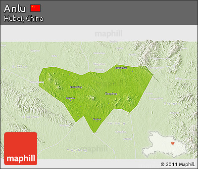 Physical 3D Map of Anlu, lighten