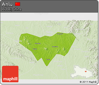 Physical 3D Map of Anlu, lighten