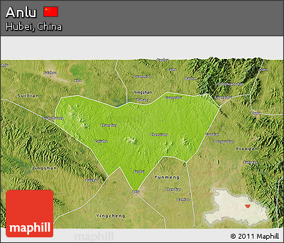 Physical 3D Map of Anlu, satellite outside