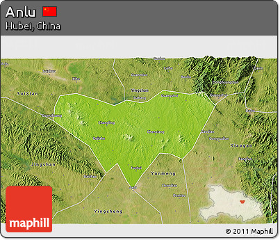Physical 3D Map of Anlu, satellite outside
