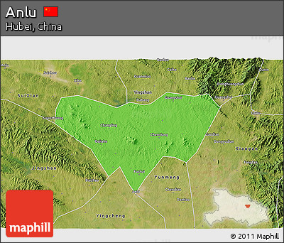 Political 3D Map of Anlu, satellite outside