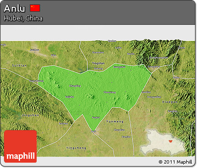 Political 3D Map of Anlu, satellite outside