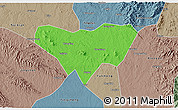Political 3D Map of Anlu, semi-desaturated