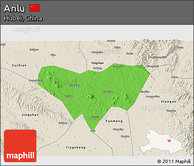 Political 3D Map of Anlu, shaded relief outside