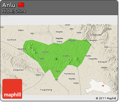 Political 3D Map of Anlu, shaded relief outside