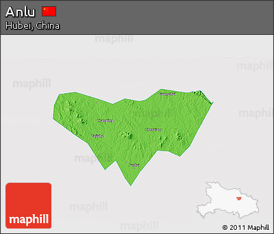 Political 3D Map of Anlu, single color outside