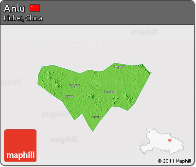 Political 3D Map of Anlu, single color outside