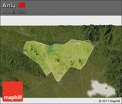 Satellite 3D Map of Anlu, darken