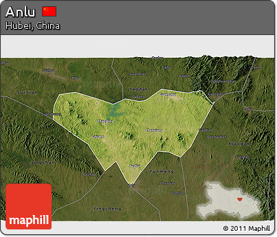 Satellite 3D Map of Anlu, darken