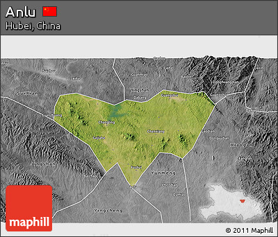 Satellite 3D Map of Anlu, desaturated