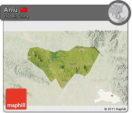 Satellite 3D Map of Anlu, lighten