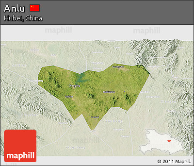 Satellite 3D Map of Anlu, lighten