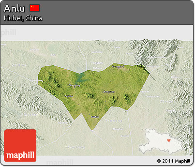 Satellite 3D Map of Anlu, lighten