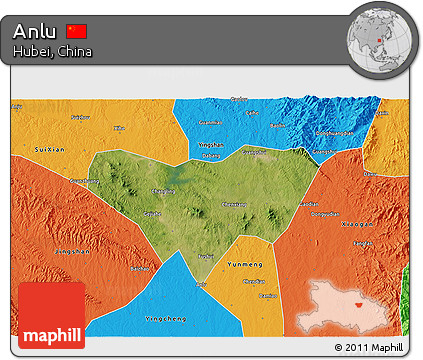 Satellite 3D Map of Anlu, political outside
