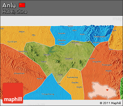 Satellite 3D Map of Anlu, political outside