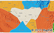 Shaded Relief 3D Map of Anlu, political outside