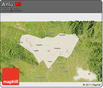 Shaded Relief 3D Map of Anlu, satellite outside